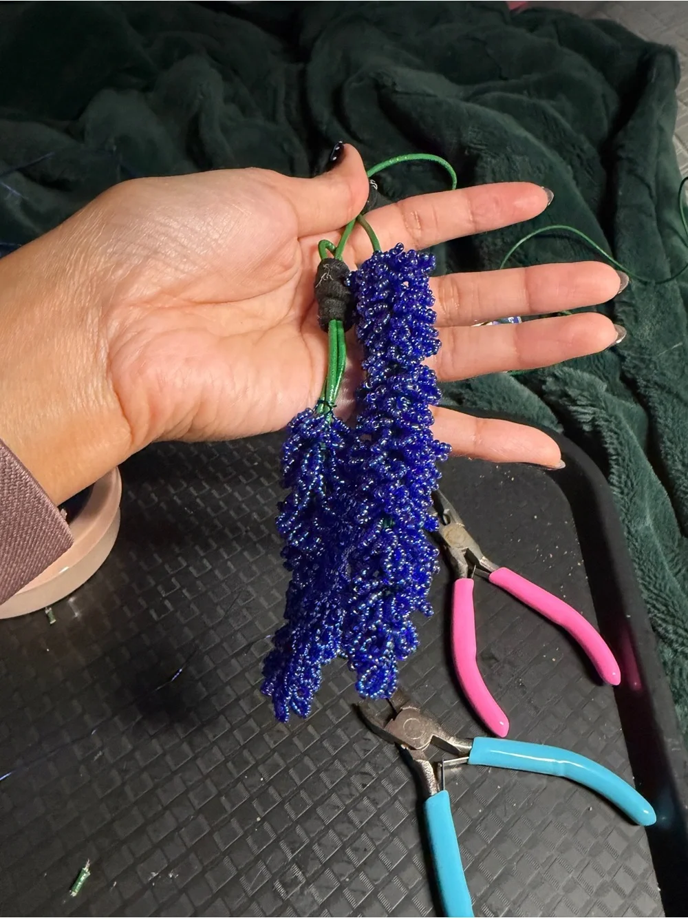 Handmade Beaded Blue Lavender Stems - Home Accents